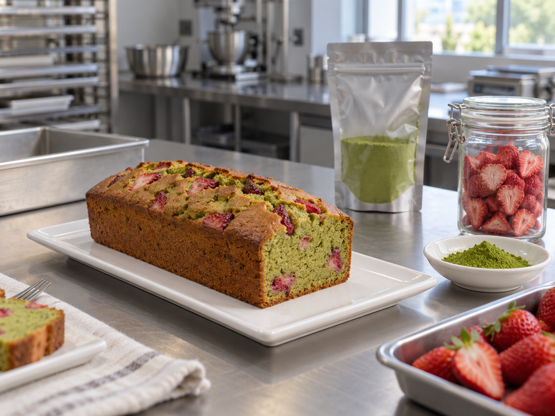 Strawberry matcha loaf preparation and quality check 5