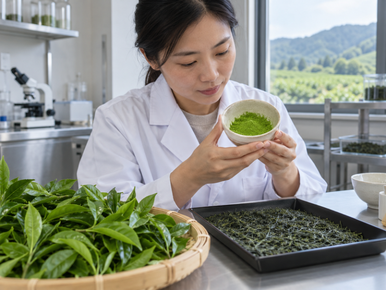 Illustrative matcha scene for what is matcha made of article