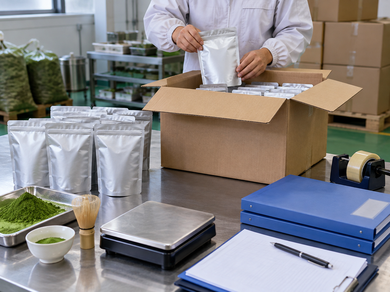 Documented manufacturing and export parties for Chinese matcha powder