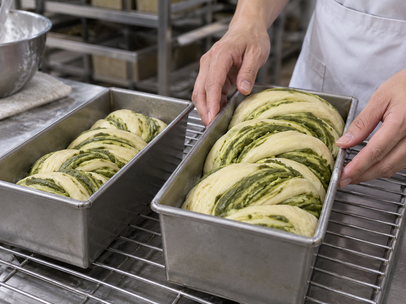 Raw braided babka loaves prepared for proofing
