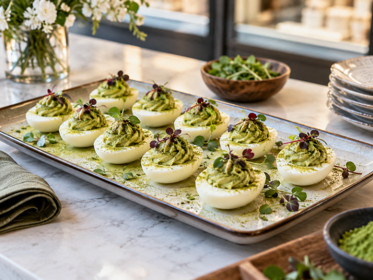 Matcha deviled eggs featured image