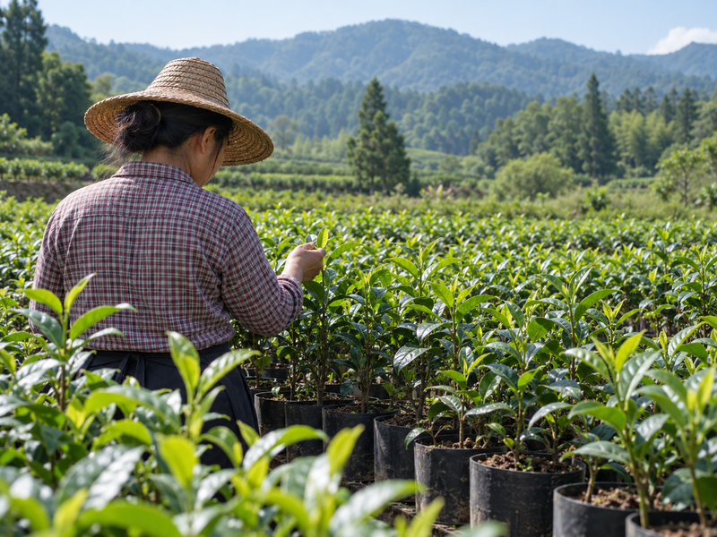 Matcha tea cultivars under review at a nursery