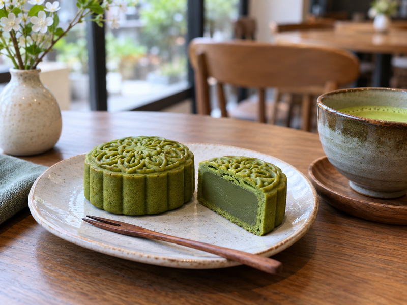 Bakery buyer comparing accepted matcha mooncake count, gift box cost and sample pack condition