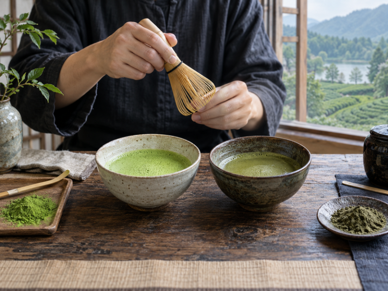 Illustrative matcha scene for why does my matcha taste bitter article