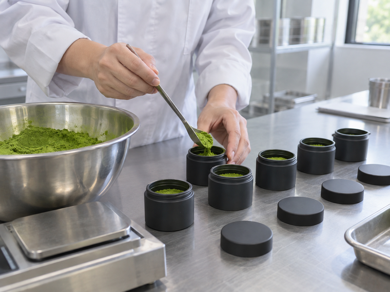 Measured matcha doses compared under one café recipe