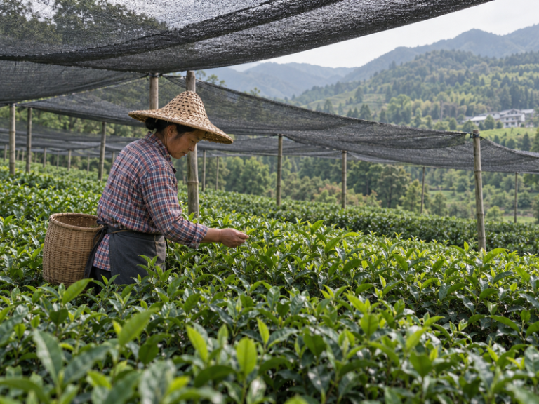 Illustrative matcha scene for matcha cultivation article