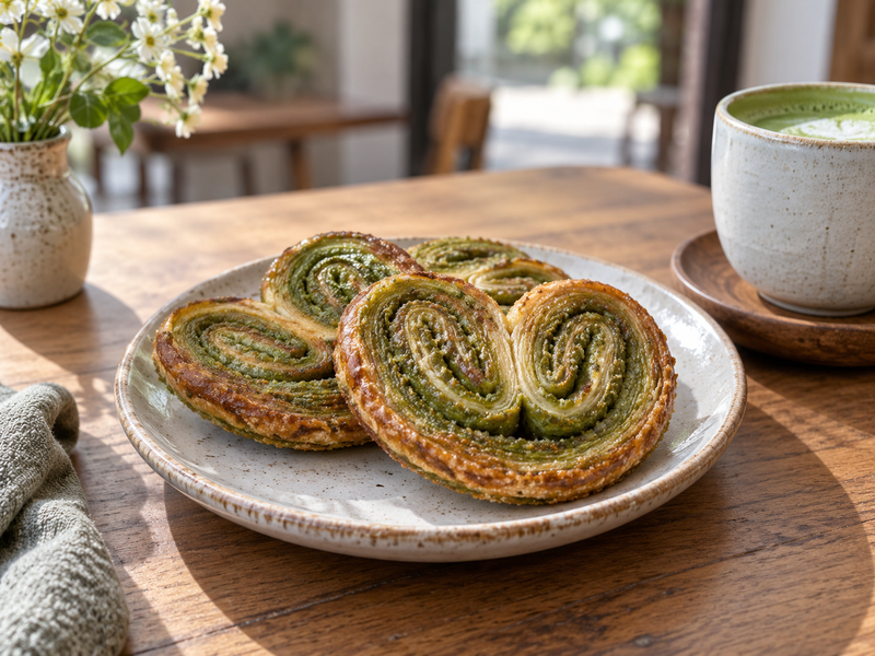 Bakery manager reviewing accepted matcha palmier counts and packed-cookie yield sheet
