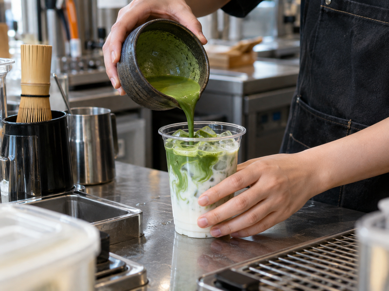 A café team ranks matcha drink formats by service steps and guest need