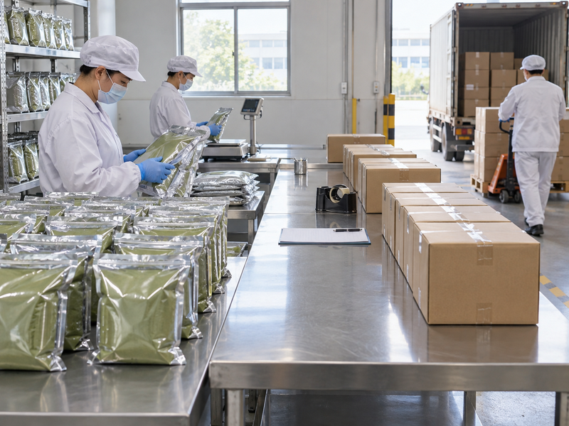 Separated organic matcha material and documented line clearance