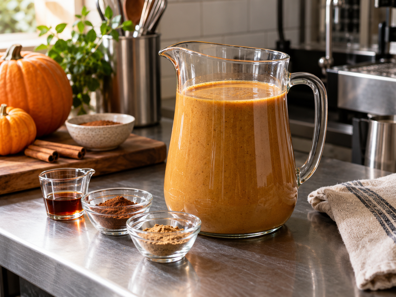 Measured pumpkin components are tested with one matcha latte base