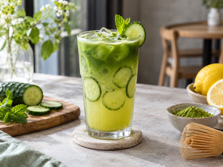 Matcha cucumber lemonade featured image