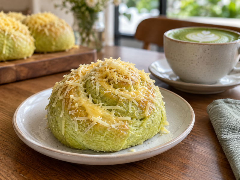 Bakery manager counting accepted topped matcha ensaymada and reviewing a batch cost sheet