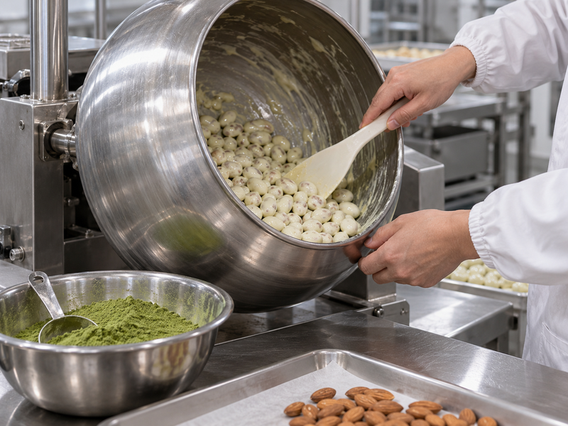 Pilot coating of almonds at a Chinese confectionery facility