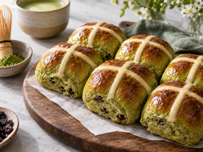 Matcha hot cross buns featured image