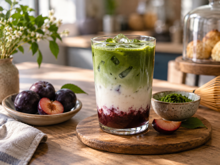 Matcha plum latte featured image