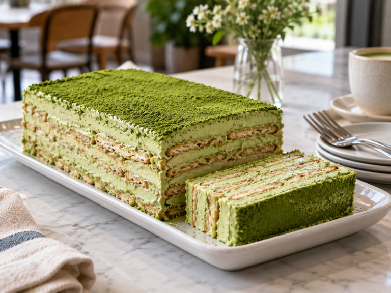 Matcha icebox cake featured image