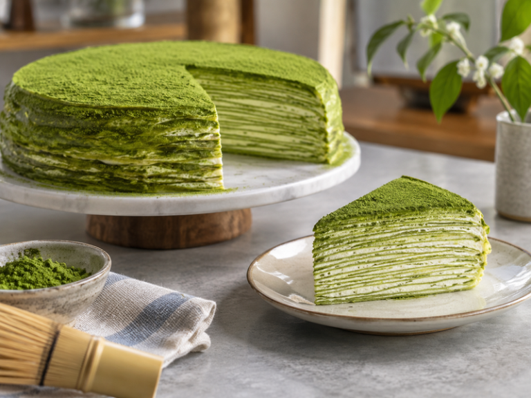 Matcha mille crepe cake featured image