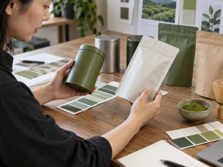 Illustrative matcha scene for matcha packaging design article