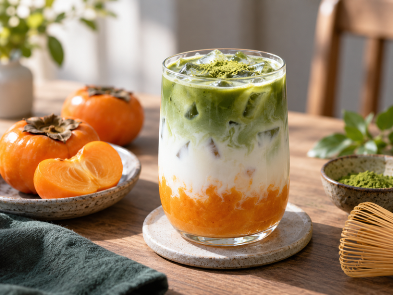 Persimmon matcha latte featured image