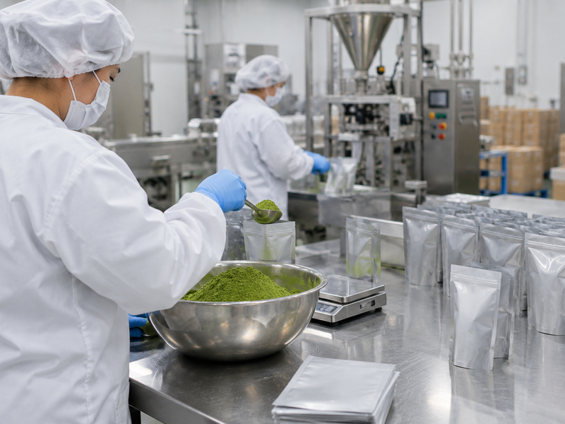 Buyer reviewing a matcha run record and good output totals