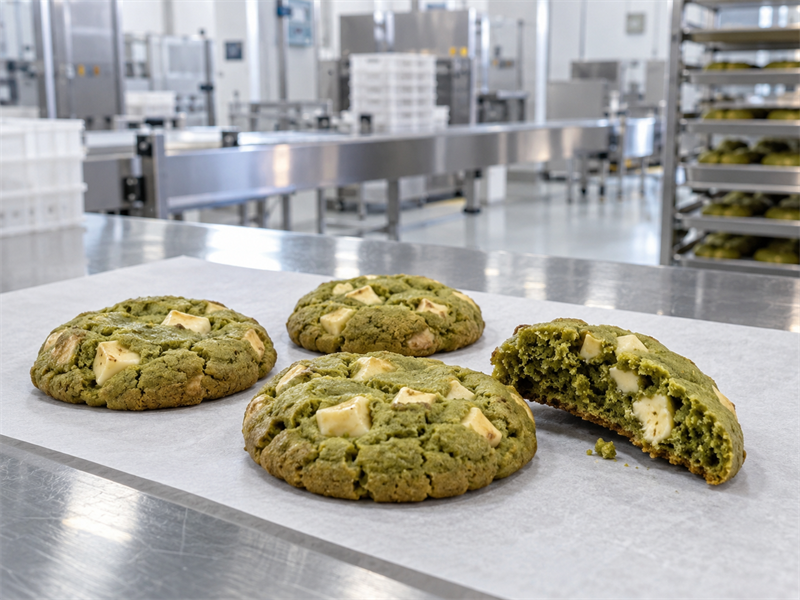 Matcha white chocolate chip cookies preparation and quality check 1