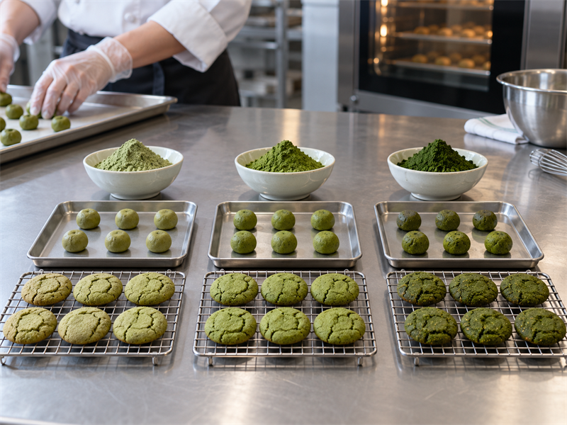 Matcha white chocolate chip cookies preparation and quality check 2