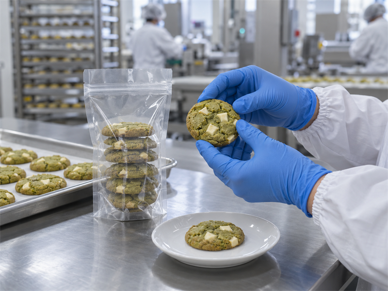 Matcha white chocolate chip cookies preparation and quality check 4
