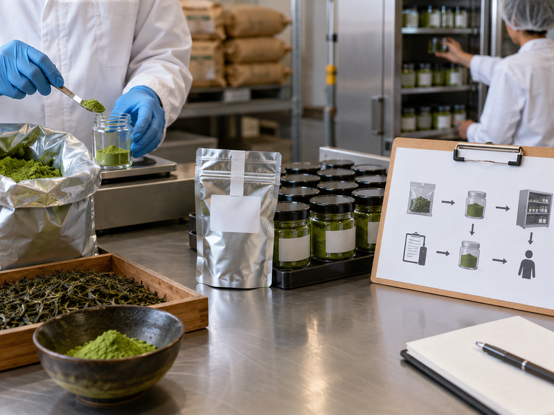 Matcha lot records linked to a sealed retained sample