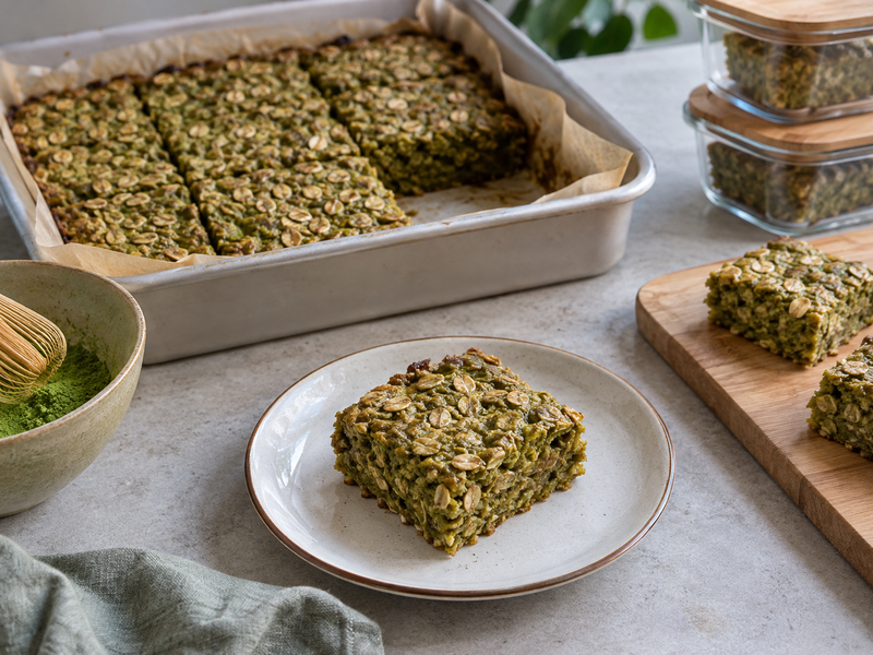 Matcha baked oats cut grid and portion yield sheet