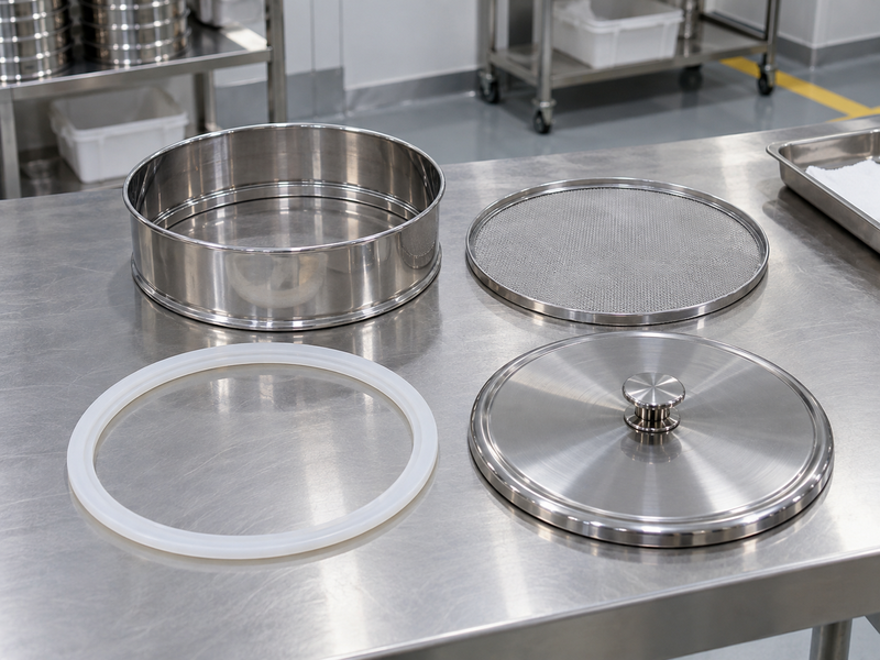 Matcha Sifter Canister: Steel sifter parts inspected after cleaning