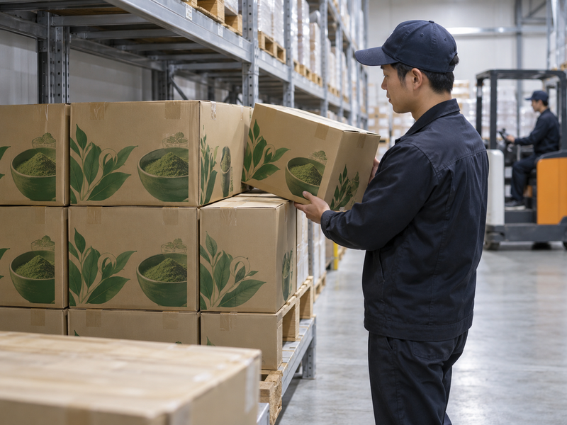 Buyer reviewing warehouse humidity logs and pallet location history