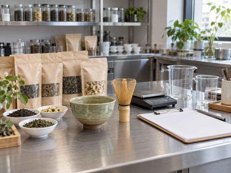 Approved ceremonial matcha specification with matching retained sample