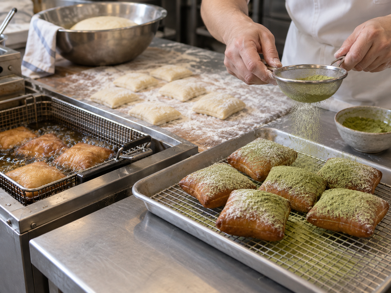 Matcha pastry filling and finishing options