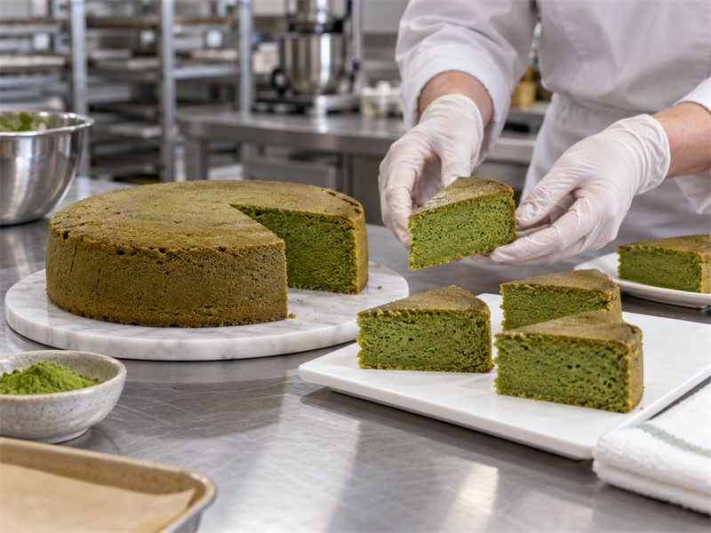 Matcha cake recipe preparation and quality check 1