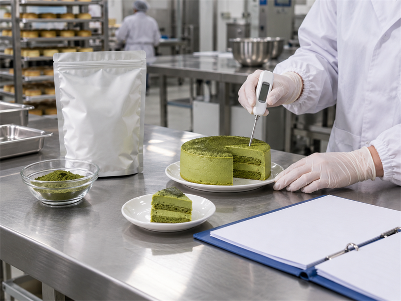 Matcha cake recipe preparation and quality check 5