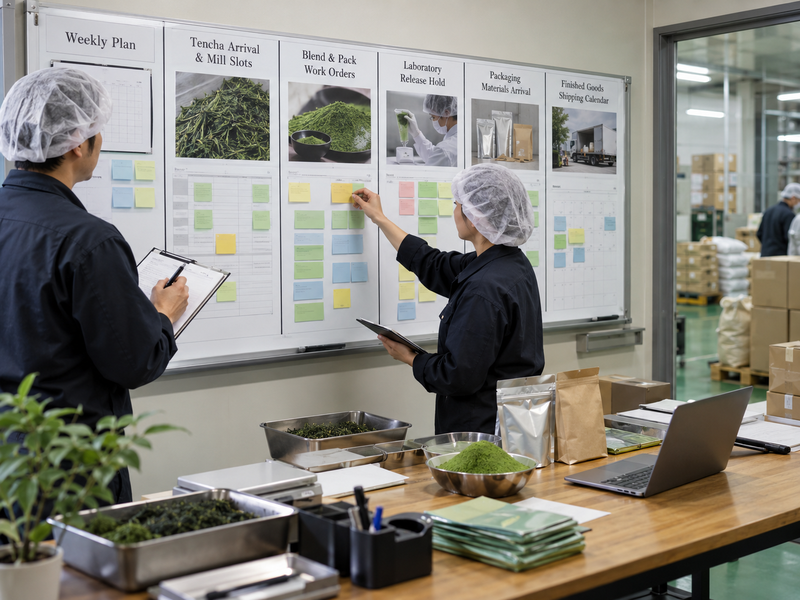 Tencha lot inventory linked to upcoming mill slots