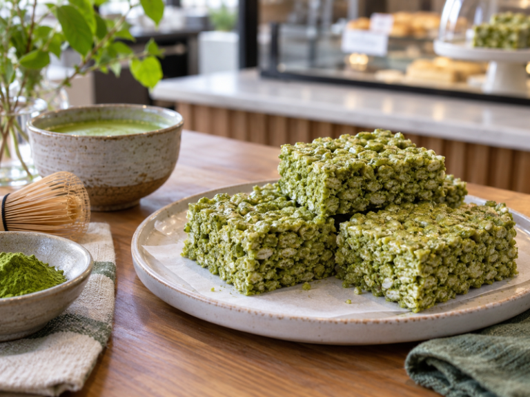 Matcha rice crispy treats featured image