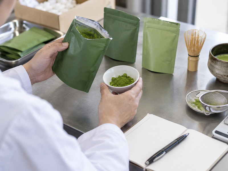 Diagram separating matcha first-open feature from moisture barrier