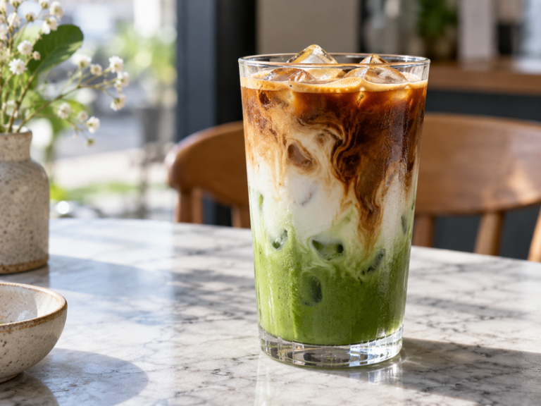 Dirty matcha latte featured image