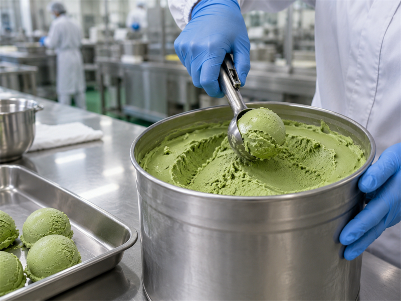 Matcha ice cream recipe preparation and quality check 1