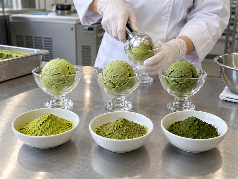 Matcha ice cream recipe preparation and quality check 2