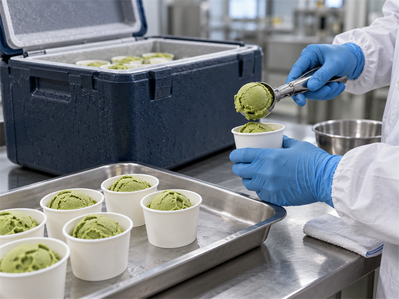 Matcha ice cream recipe preparation and quality check 4