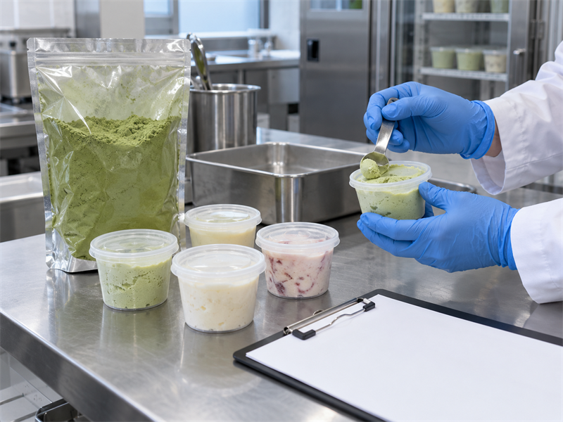 Matcha ice cream recipe preparation and quality check 5