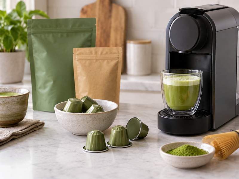 Sealed matcha capsules checked after a pilot shipment