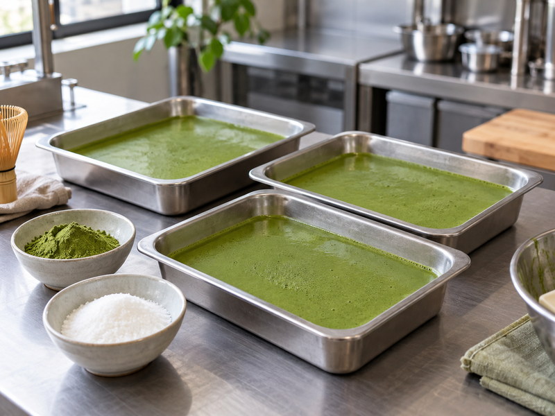 Matcha concentrate prepared before slushie blending