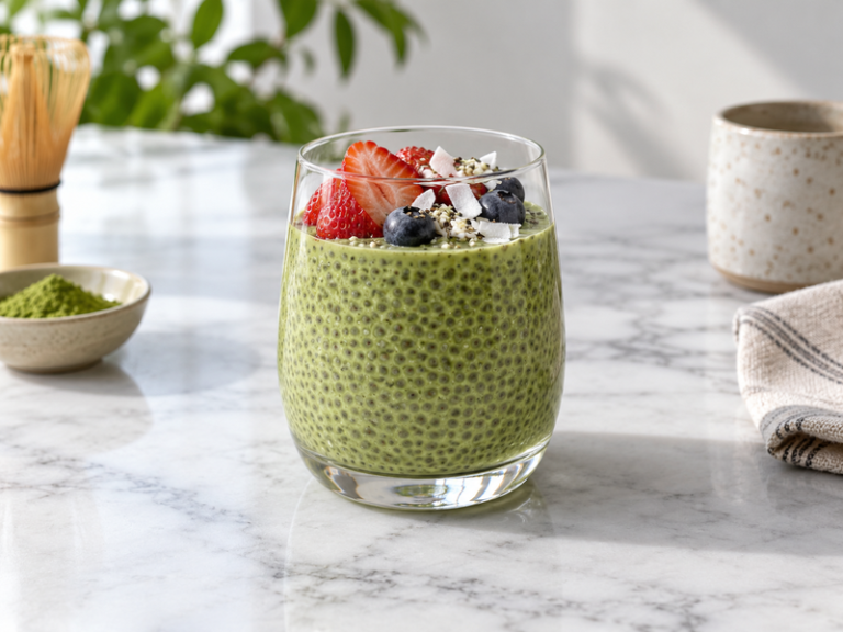 Matcha chia seed pudding featured image