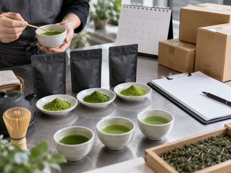Matcha procurement calendar showing demand dates for café and retail channels