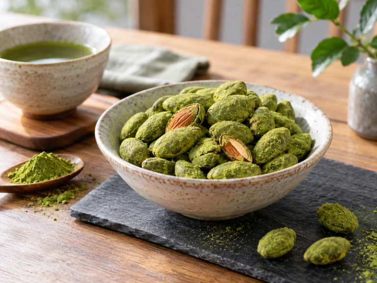 Matcha roasted almonds featured image