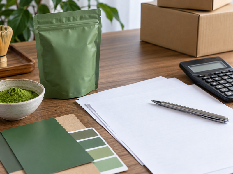 Purchase order, supplier confirmation and approved matcha specification aligned for line-by-line comparison
