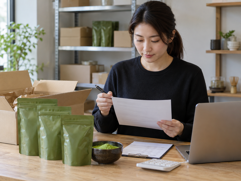 Order document matrix listing batch COA, packing list and market-specific certificates